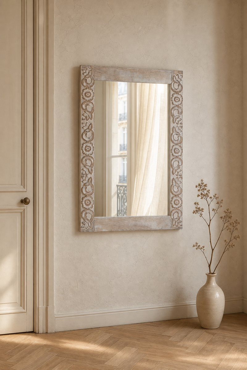 Sculpté boho-artisanal, méditerranéen 70×50 cm. Vue d'ensemble.