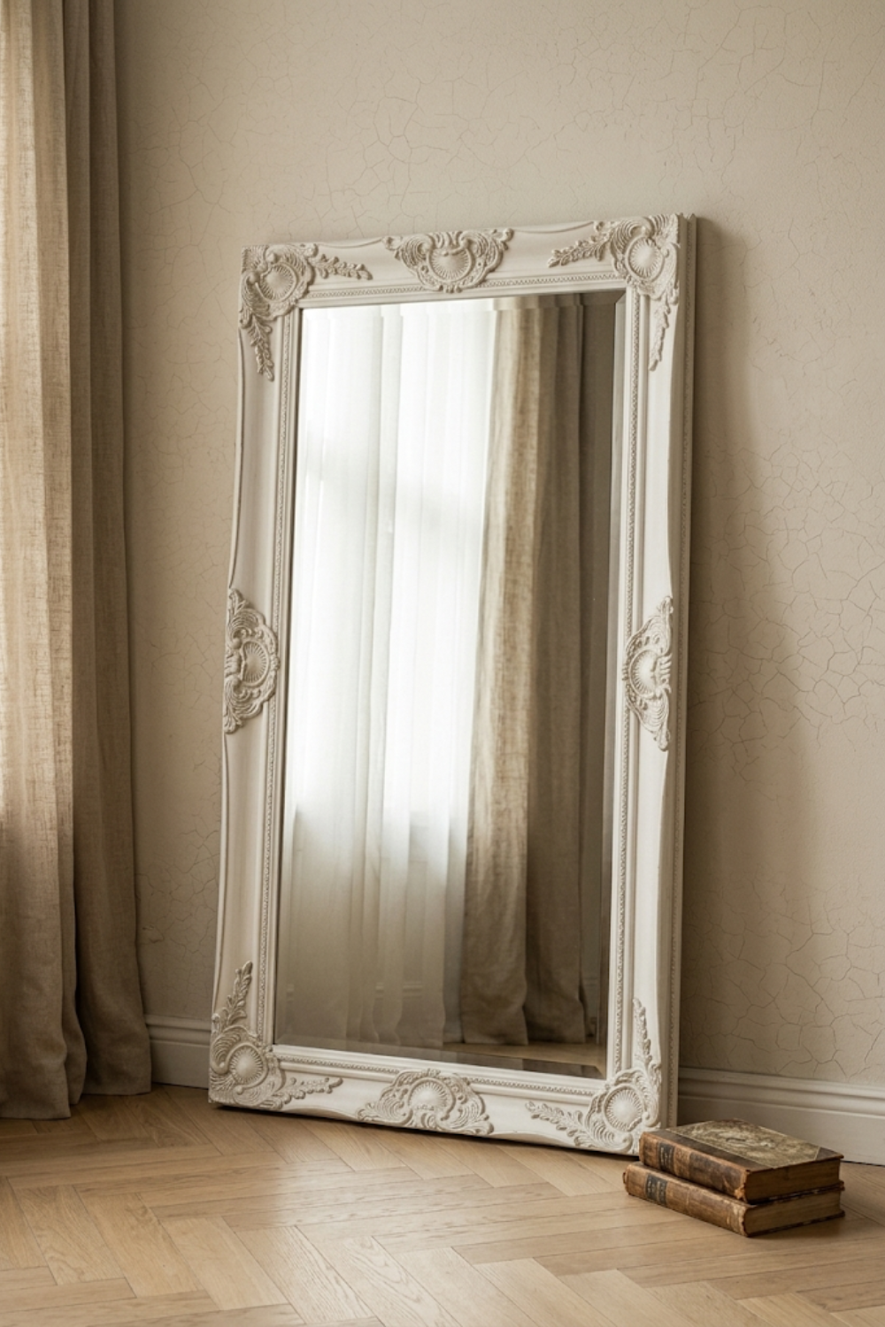 Miroir baroque blanc, 100×50 cm. Photo 5 sur 5.