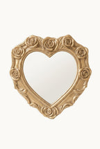Miroir cœur roses sculptées · 14×13,8 cm