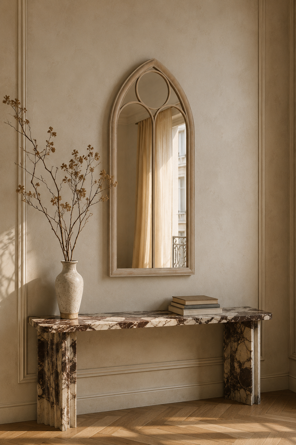 Arche gothique, gris rustique 111,5×60,5 cm. Vue d'ensemble.
