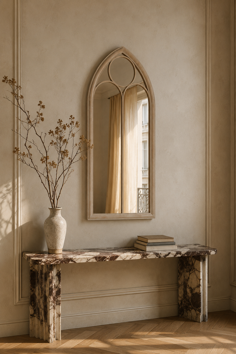 Arche gothique, gris rustique 111,5×60,5 cm. Vue d'ensemble.