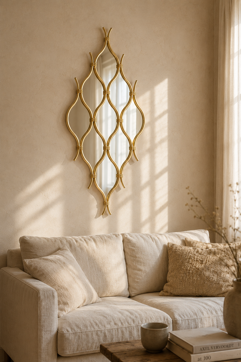 Grille ondulée, doré 100×51 cm. Vue d'ensemble.