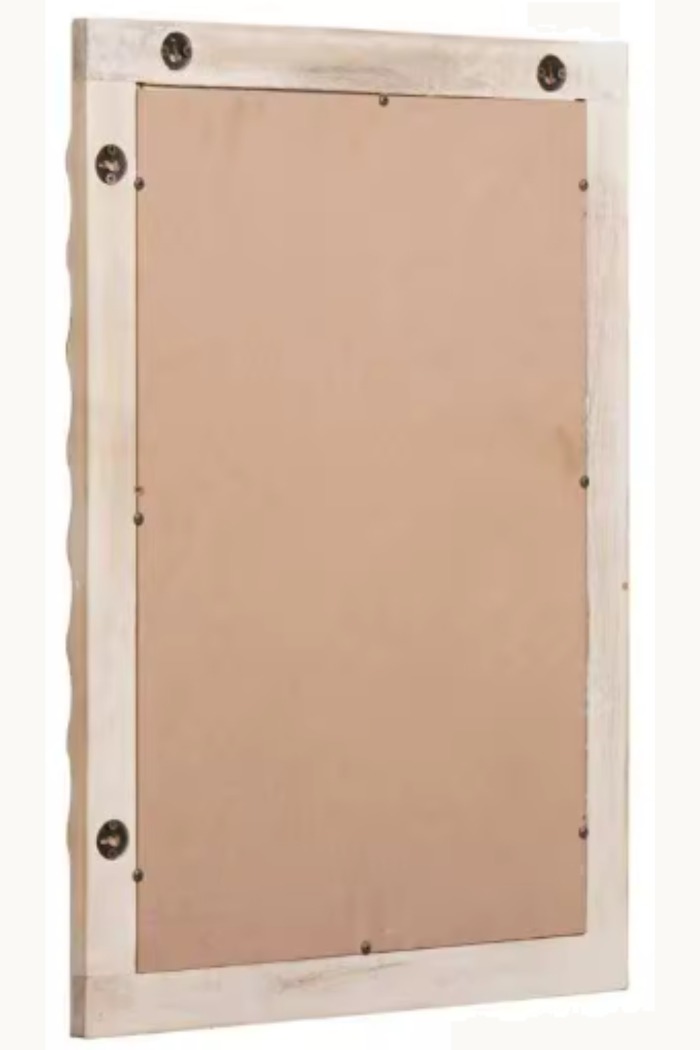 Miroir rectangulaire bois blanc lavé 50×70 cm, Bois blanc lavé, motif de losanges sculptés. Photo 6 sur 8.