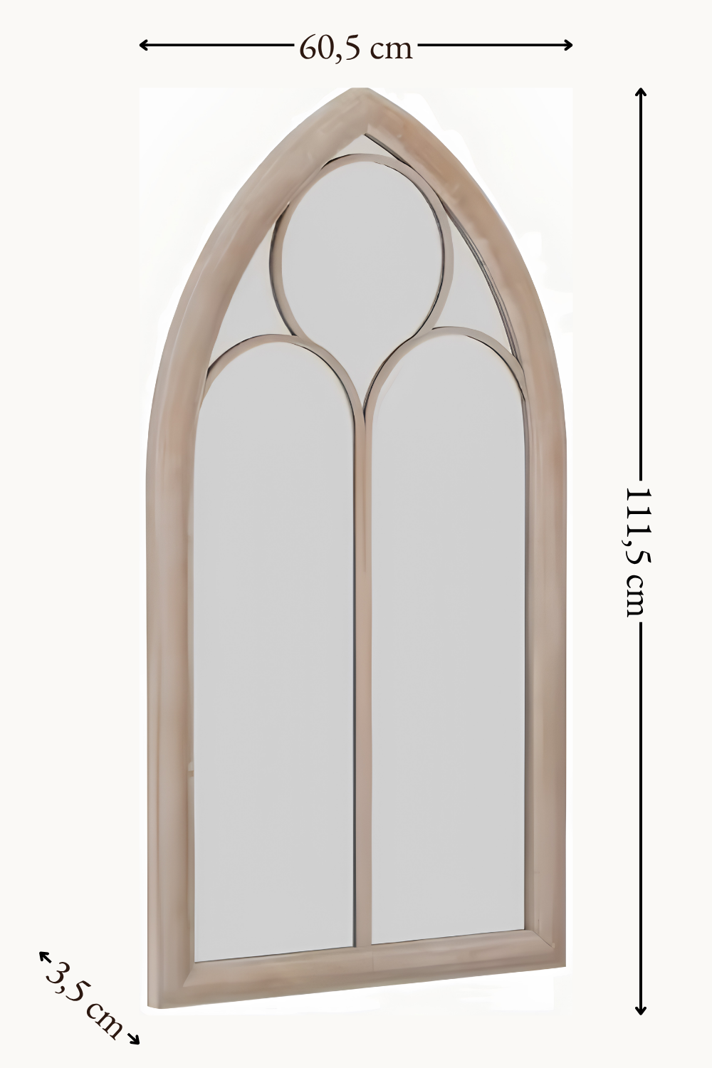 Arche gothique, gris rustique 111,5×60,5 cm. Installé dans un intérieur habité.