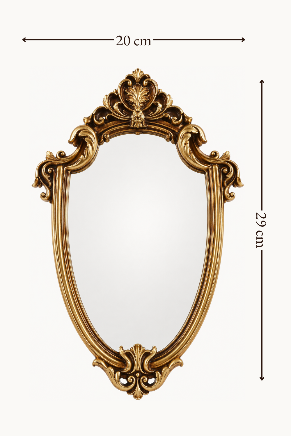 Miroir écusson · couronne dorée 20×29 cm
