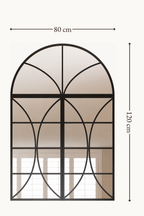 Schéma des dimensions de la verrière arquée noire : 80 cm de largeur, 120 cm de hauteur